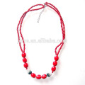 bohemian red shell pearl beaded necklace